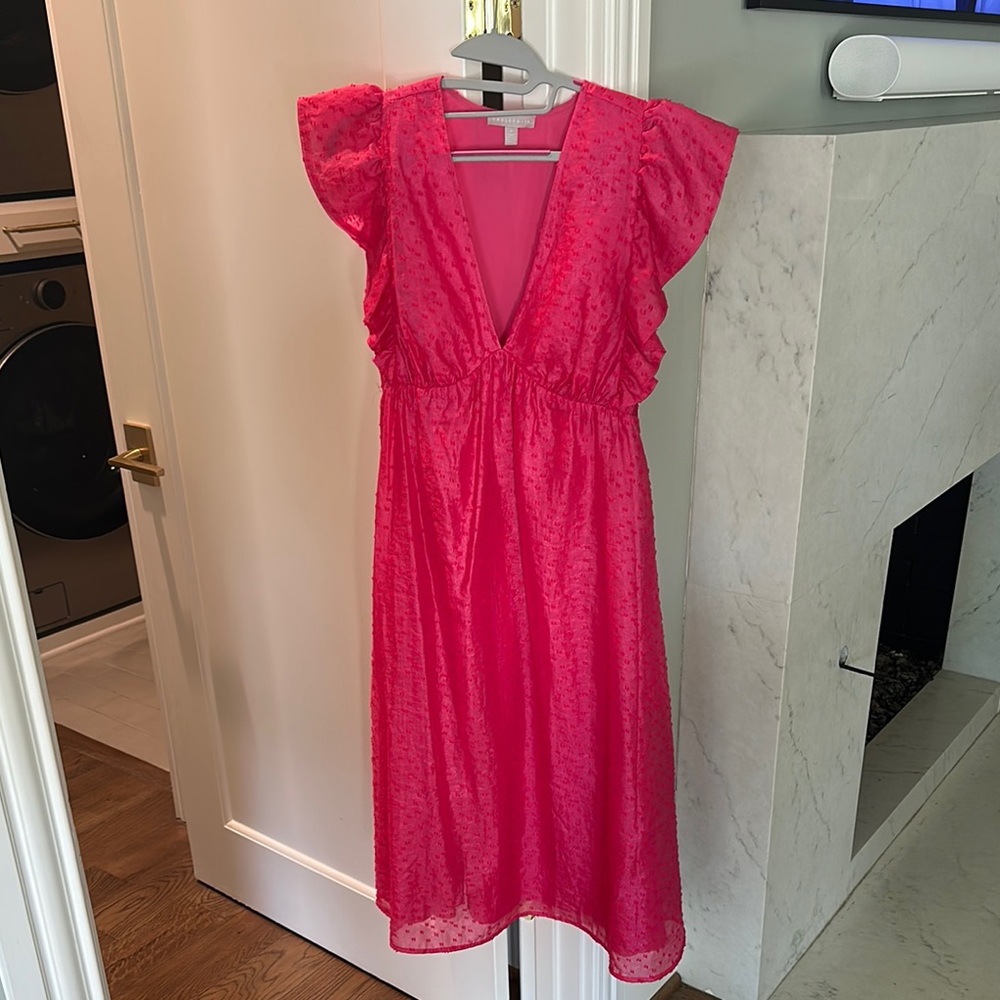 Chelsea28 Fuchsia Flutter Sleeve Dress